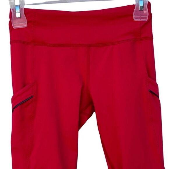 Lululemon Run Mod Moves Crop Leggings Womens Size 2 Red Pull-on Low Rise Workout - Picture 2 of 11